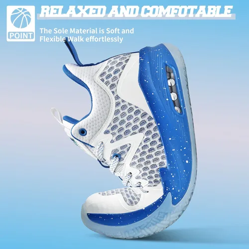 Miniatura 6 de ASHION Zapatos deportivos para niños y niñas, zapatos de correr para niños, zapatos de baloncesto, tenis antideslizantes
