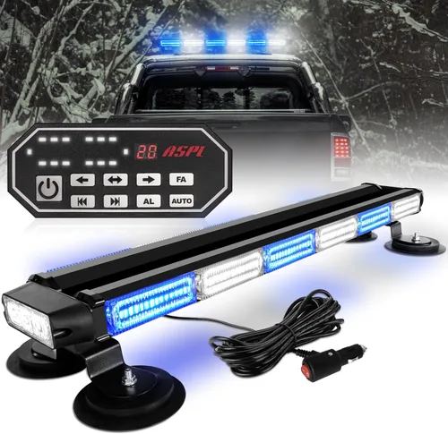 Miniatura 13 de ASPL - Barra de luces estroboscópicas de 66 cm, 126 LED, de emergencia, para techo, doble cara, con controlador, intermitente, de advertencia, luz