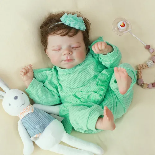 Miniatura 2 de SCOM Muñecas bebé reborn para niña de 18 pulgadas – Cuerpo completo de silicona, recién nacida durmiendo de forma realista, posable y lavable