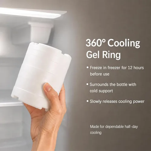 Miniatura 3 de Enfriador de leche materna de acero inoxidable de 11 onzas, anillo de gel refrescante de 360°, almacenamiento en frío de 14 horas, botella de 11