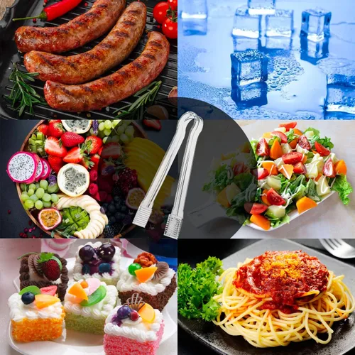 Miniatura 7 de Paquete combinado de 20, 10 pinzas de plástico para servir, mini pinzas de cocina, pinzas de cocina y 10 cucharas de plástico transparente