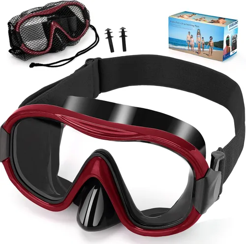 Máscara de buceo, gafas de esnórquel antivaho profesionales, máscara de natación antifugas con correa ajustable suave y bolsa de malla, tapón para