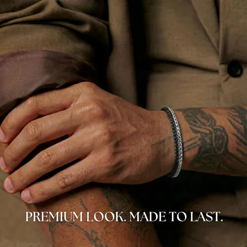 Miniatura 3 de Galis Pulsera Dvir para hombre, acero inoxidable para hombres, pulseras de cadena de cuerda que no se deslustra, regalo de cumpleaños elegante