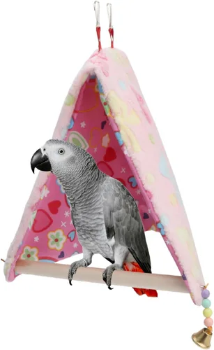 Tienda de campaña de felpa para pájaros, hamaca triangular cálida para invierno, cama nido para loro, periquito, cacatúa, tortolito (M)