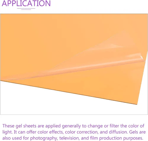 Miniatura 4 de DMiotech 10 piezas de filtro de luz de gel de corrección superpuesto de plástico transparente PVC hojas naranja para fotos, películas, video