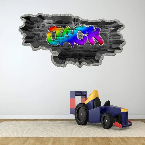 Miniatura 4 de Calcomanía de pared de graffiti con borde de hormigón profundo, calcomanía de vinilo personalizada (MYS107-S)