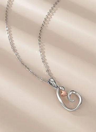 Miniatura 3 de CELESTIA Collares con iniciales de plata de ley 925, 26 letras con corazón de oro rosa, cadena de 18 pulgadas
