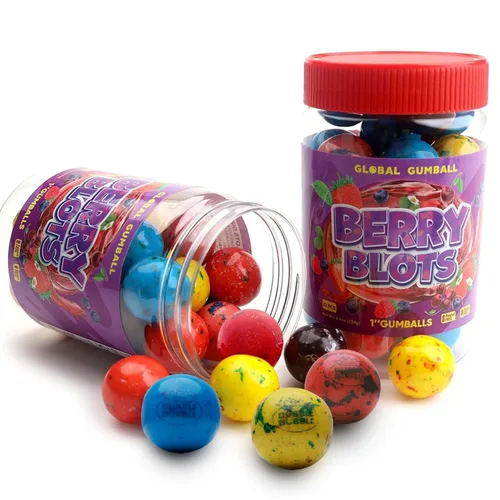 Gumballs in Jar - Berry Blots Gumballs - Goma de mascar grande de 1 pulgada - Gomas de mascar grandes con sabor a fruta para niños de 9 onzas - Goma