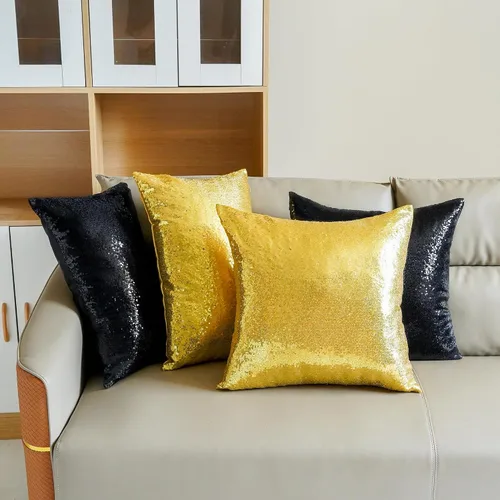 Miniatura 7 de Poise3EHome Fundas de almohada doradas de 18 x 18 pulgadas, fundas de almohada decorativas con lentejuelas para sofá, cama, sala de estar, Navidad