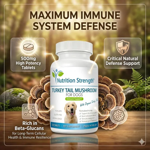 Miniatura 3 de Hongo orgánico de cola de pavo para perros, 500 mg de apoyo inmunológico de alta potencia, promueve la salud celular, la actividad antioxidante