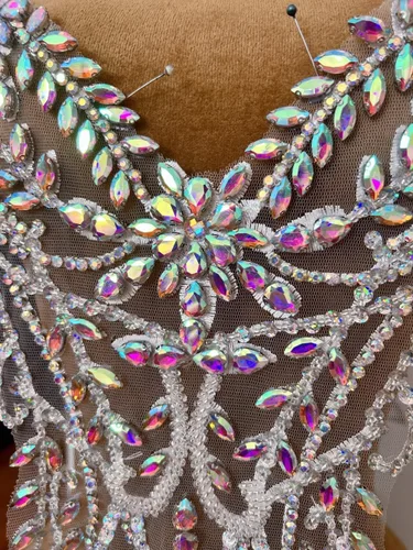 Miniatura 3 de Parches de encaje con cuentas a mano, disfraces, apliques con cristales de diamantes de imitación para manualidades, protege bodas, fiestas