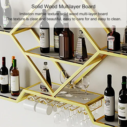 Miniatura 4 de Estantes para vinos, estantes de bar montados en la pared con soporte colgante para copas de vino, mini bar, licor, bar, botella, estante flotante