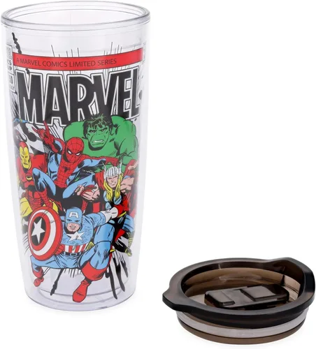 Miniatura 3 de Silver Buffalo Marvel Avengers Taza de viaje con diseño de Spider-Man, Capitán América, Thor, Hulk e Iron Man, de doble pared, con tapa de cierre