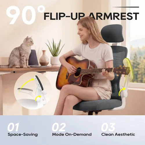 Miniatura 6 de Silla de oficina ergonómica para largas horas, soporte de cuerpo completo, alivia la presión del cuello y la espalda, capacidad de 330 libras, ideal