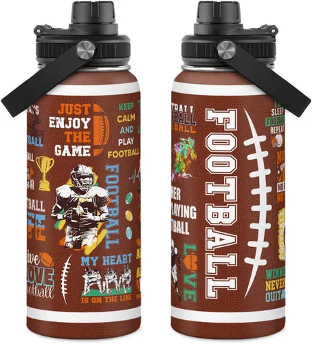 Miniatura 21 de Botella de agua de béisbol – Botellas deportivas aisladas de acero inoxidable de 32 onzas con tapa – Hombres amantes del béisbol jugador aficionado