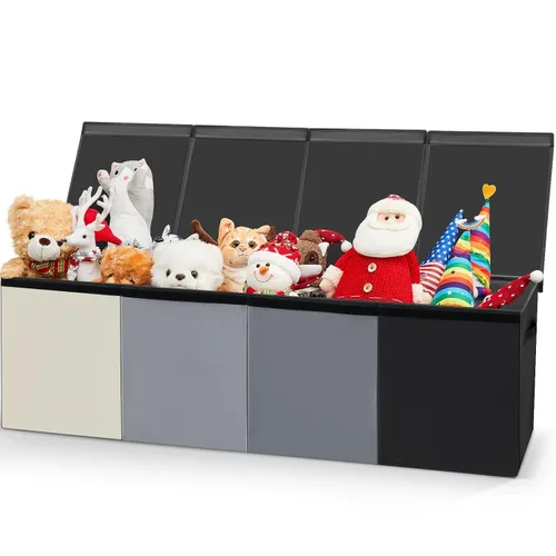 Miniatura 11 de Patelai Caja de juguetes extra grande con tapas, de 4/3 rejillas, pecho grande, plegable, para niños, niñas, sala de estar, guardería, sala de serie