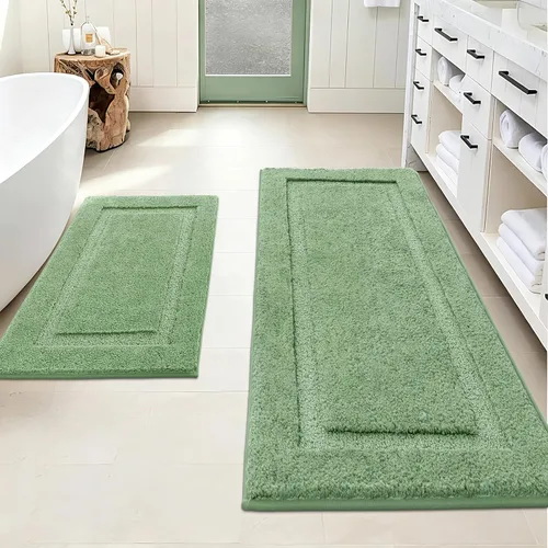 Miniatura 23 de SHACOS Juego de alfombras pequeñas de baño de 2 piezas con tapetes de baño en forma de U, tapetes de inodoro de 16x24 + 20x24 pulgadas, tapetes