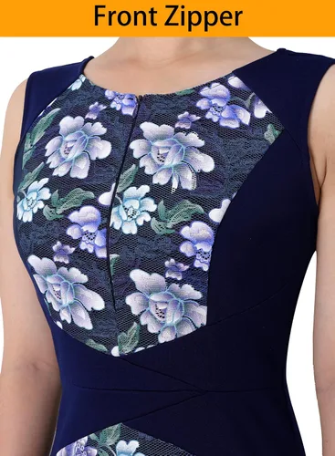 Miniatura 3 de VFSHOW - Vestido tipo tubo con cremallera frontal para mujer, para el trabajo, oficina, negocios, fiesta o cóctel