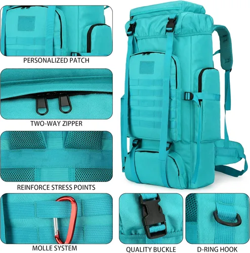 Miniatura 6 de Mochila de senderismo W WINTMING para hombres 70L/100L, mochila de campamento, mochila militar Molle, paquete de asalto de 3 días para escalada