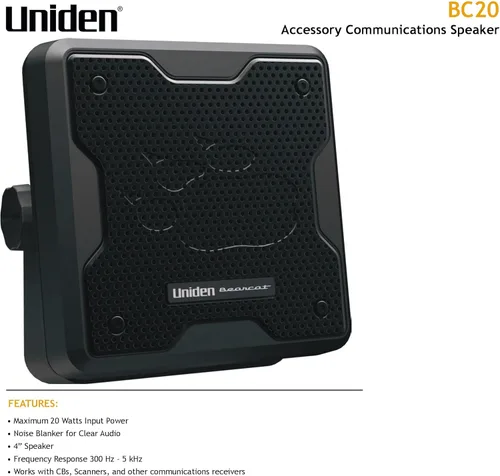 Miniatura 2 de Uniden (BC20) Bearcat - Altavoz de comunicaciones externas de 20 vatios. Diseño resistente duradero, perfecto para amplificar escáneres Uniden
