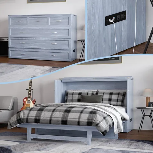 Miniatura 24 de AFI, Northfield Murphy Bed - Baúl de cama Twin XL con colchón de 6", cajón de almacenamiento y cargador USB integrado, ámbar quemado