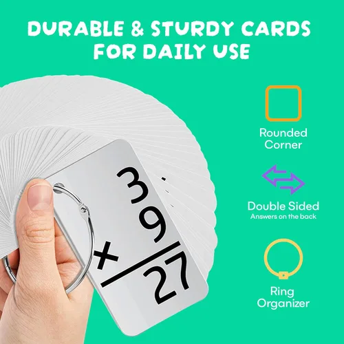 Miniatura 5 de Tarjetas de multiplicación Star Right, 0-12 (169 tarjetas) con 2 anillos