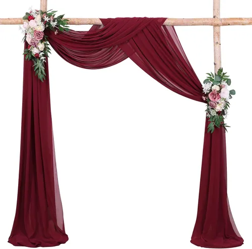 MoKoHouse Cortinas de arco de boda, 3 paneles, 6 yardas, cortina de telón de fondo transparente, tela de gasa para fiestas, ceremonias, escenarios,