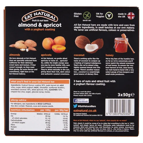 Miniatura 2 de Eat Natural Barra de Frutas y Nueces con Recubrimiento de Almendra Albaricoque y Yogur, 5.29 oz