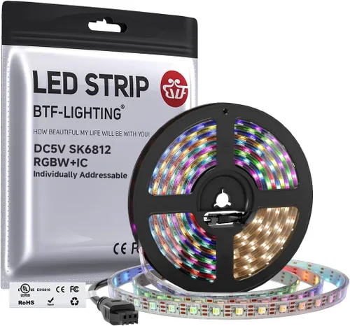 Miniatura 15 de BTF-LIGHTING RGBW RGB+Blanco Frío SK6812 (Similar WS2812B) 4 Colores en 1 Tira LED, Direccionable Individual, 16.4 pies, 60 píxel/m, 300LED Luz