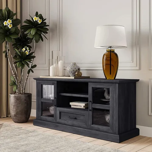 Miniatura 2 de BELLEZE Trussati - Mueble rústico de TV de 62 pulgadas, se adapta a televisores de hasta 70 pulgadas, consola central de entretenimiento