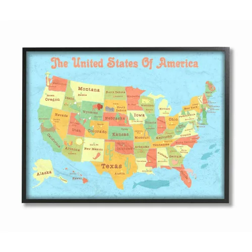 Miniatura 9 de Stupell Industries Estados Unidos de América, Estados Unidos de América, mapa de niños, arte de pared de gran tamaño, fabricado con orgullo