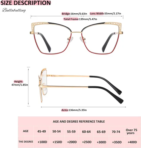 Miniatura 4 de Paquete de 3 lentes de lectura de ojo de gato con marco hueco de metal, elegantes lentes de lectura con bloqueo de luz azul