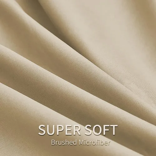 Miniatura 6 de EaseHome Juego de sábanas beige tamaño completo con bolsillo profundo para colchón de 18 pulgadas, 4 piezas, colección de sábanas y fundas