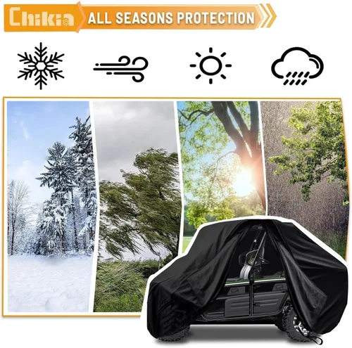 Miniatura 8 de Chikia UTV - Funda impermeable para 4 a 6 plazas, con cremallera, compatible con Polaris Ranger Crew General RZR XP 4 Can am Commander MAX Defender