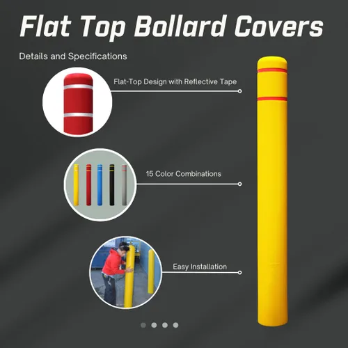 Miniatura 6 de Ideal Shield Cubierta de bolardo de seguridad negra de 1/8 pulgadas de 4 pulgadas con rayas rojas, 60 pulgadas de alto. Cinta de instalación