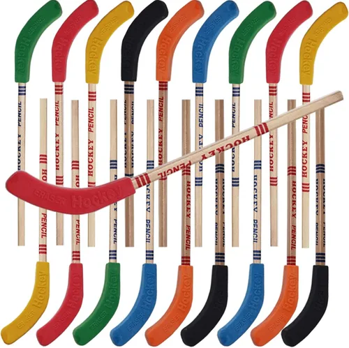 TIHOOD 18 lápices de hockey y borradores – Suministros para fiestas temáticas de hockey de 9 pulgadas, divertidos lápices geniales para fanáticos