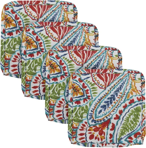 BELLRINO Juego de 4 fundas de cojín decorativas impermeables para exteriores, de 24 x 24 x 4 pulgadas, para silla, asiento, jardín, banco, porche,