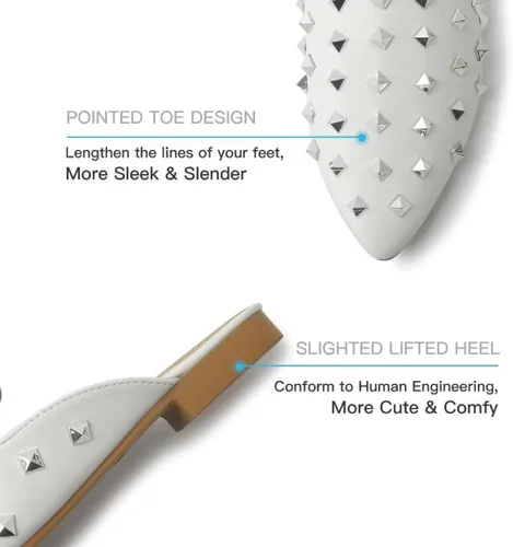 Miniatura 2 de MUSSHOE - Zuecos puntiagudos para mujer, planos y cómodos