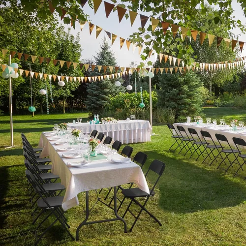 Miniatura 2 de Bonnlo Juego de Sillas Plegables de 4, Silla de Plástico Negra con Asiento Resistente y Marco de Metal, Perfecta para Fiesta, Evento, Boda