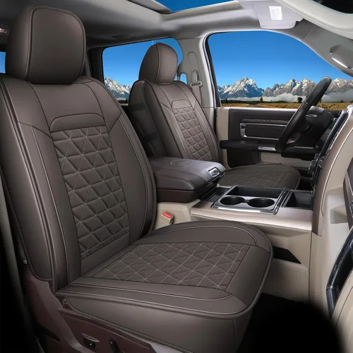 Miniatura 16 de Coverado Fundas de asiento delantero, fundas impermeables para asiento delantero de automóvil para camión compatibles con Dodge Ram 1500 2500 3500