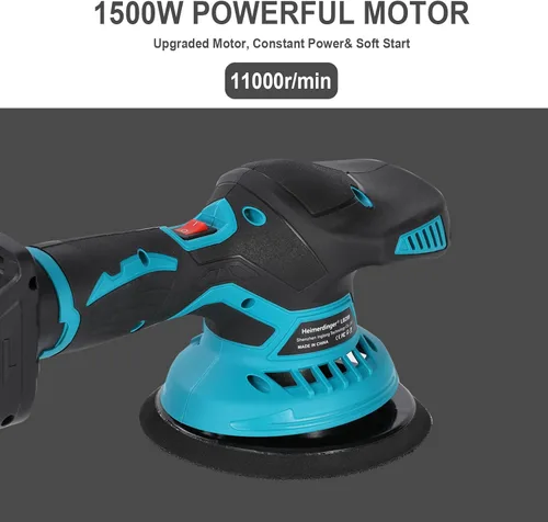 Miniatura 2 de Kit de pulidor inalámbrico para automóvil compatible con batería Makita de 18 V, amortiguador orbital de 6 pulgadas, ajustable de 6 velocidades