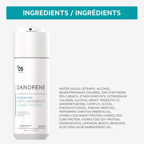 Miniatura 9 de DS Labs Dandrene, kit de champú y acondicionador para caspa, 6.9 fl oz, para picazón, cuero cabelludo escamoso, champú exfoliante, acondicionador