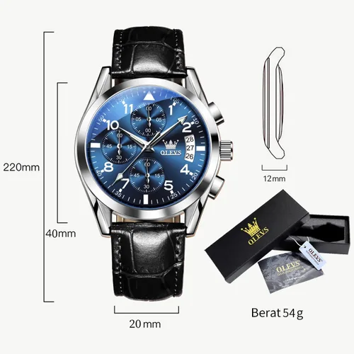 Miniatura 6 de OLEVS Relojes de hombre de cuero marrón con fecha, relojes casuales para hombre, relojes de cara grande para hombre, cronógrafo para hombre, reloj