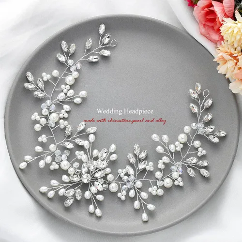 Miniatura 8 de Asooll Tocado nupcial de plata accesorios para el cabello de boda Rhinestone piezas para el cabello para mujeres