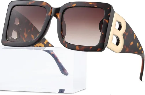 Miniatura 16 de PORADAY Gafas de sol cuadradas grandes de moda para mujeres y hombres, marco grueso negro de lujo, gafas de sol modernas con montura grande