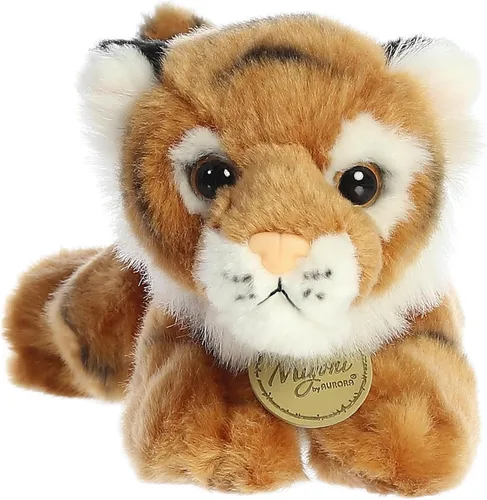 Miniatura 2 de Aurora® Adorable tigre de bengala de peluche Miyoni®, detalle realista, compañía entrañable, marrón, 8 pulgadas