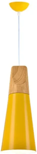 Lámpara colgante de techo rústica amarilla, lámpara colgante minimalista simplicidad, luces colgantes nórdicas con detalles de madera, accesorios de