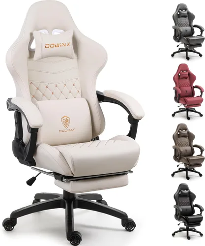 Dowinx Silla de Juegos Grande y Alta, Silla Ergonómica para Computadora con Reposapiés y Soporte Lumbar de Masaje, Respaldo Alto, Cómoda Silla de