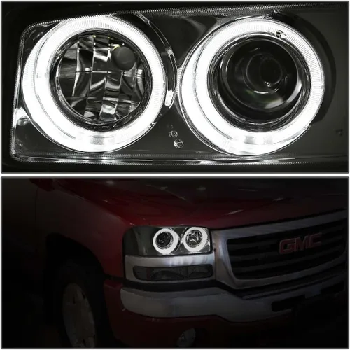 Miniatura 2 de DNA MOTORING Juego de ensamble de faros Compatible con 99-07 GMC Sierra 1500/01-07 Sierra 1500HD 2500HD 3500/00-06 Yukon XL 1500 2500, Cromo/Ámbar