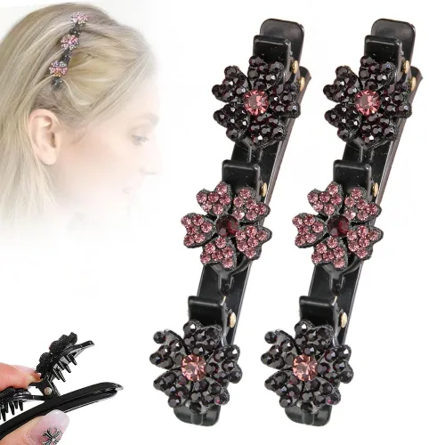 Miniatura 18 de Pinzas de pelo trenzadas con piedra de cristal brillante, pinza para el cabello para mujer, pinzas de pelo corto con pico de pato, clip de pelo